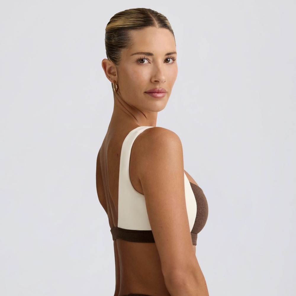 Bo+Tee OH POLLY Contrast Sports Bra in Pecan Marl - Picture 7 of 12